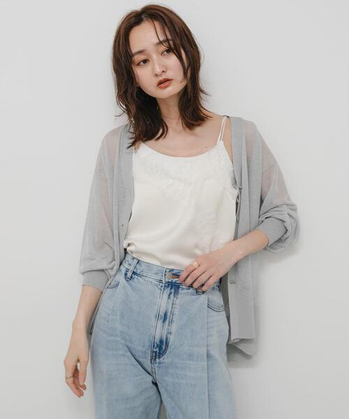 SENSE OF PLACE by URBAN RESEARCH(センスオブプレイスバイアーバンリサーチ)の「『洗濯可』メタルボタンシアールーズカーディガン(ニット/セーター・レディース・ライトグレー/ベージュ/ブラック・ONE)」の16枚目の写真