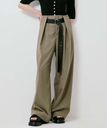 STUDIOUS | 【STUDIOUS/ステュディオス】Summer Wool Belted Trousers/サマーウールベルテッドトラウザー/ベルト取り外し可/美脚/オフィスカジュアル(スラックス)