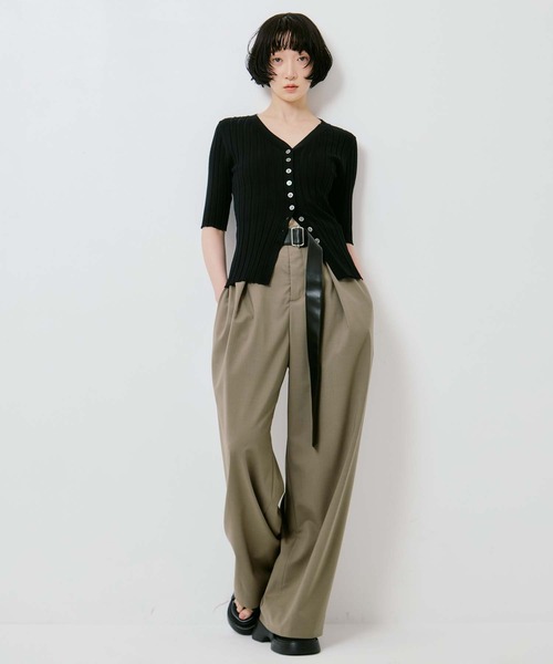 STUDIOUS(ステュディオス)の「【STUDIOUS/ステュディオス】Summer Wool Belted Trousers/サマーウールベルテッドトラウザー/ベルト取り外し可/美脚/オフィスカジュアル(スラックス・レディース・ダークグレー/グレー/カーキブラウン・1/2)」の5枚目の写真