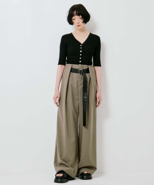 STUDIOUS(ステュディオス)の「【STUDIOUS/ステュディオス】Summer Wool Belted Trousers/サマーウールベルテッドトラウザー/ベルト取り外し可/美脚/オフィスカジュアル(スラックス・レディース・ダークグレー/グレー/カーキブラウン・1/2)」の6枚目の写真