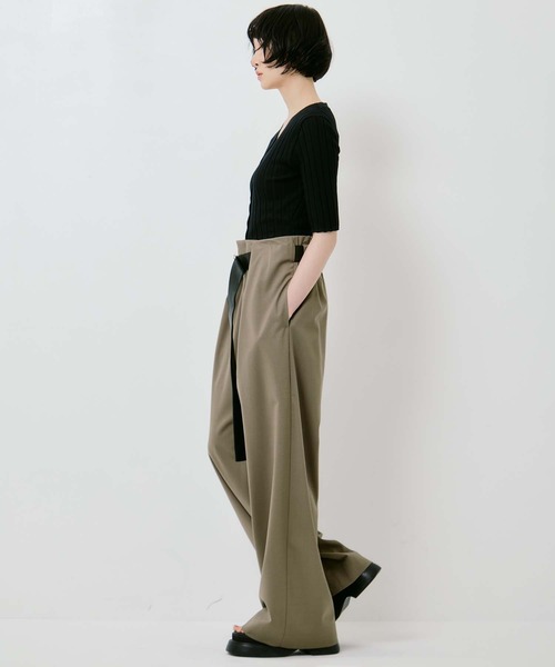 STUDIOUS(ステュディオス)の「【STUDIOUS/ステュディオス】Summer Wool Belted Trousers/サマーウールベルテッドトラウザー/ベルト取り外し可/美脚/オフィスカジュアル(スラックス・レディース・ダークグレー/グレー/カーキブラウン・1/2)」の8枚目の写真