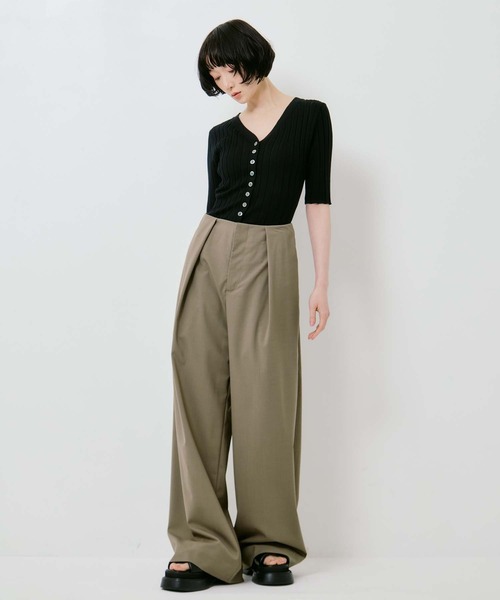 STUDIOUS(ステュディオス)の「【STUDIOUS/ステュディオス】Summer Wool Belted Trousers/サマーウールベルテッドトラウザー/ベルト取り外し可/美脚/オフィスカジュアル(スラックス・レディース・ダークグレー/グレー/カーキブラウン・1/2)」の10枚目の写真