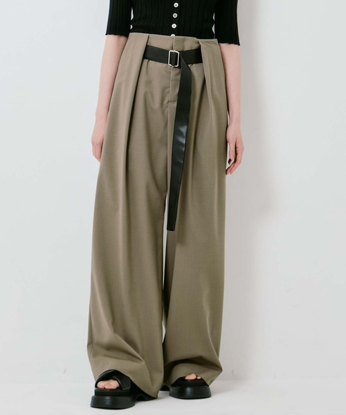 STUDIOUS(ステュディオス)の「【STUDIOUS/ステュディオス】Summer Wool Belted Trousers/サマーウールベルテッドトラウザー/ベルト取り外し可/美脚/オフィスカジュアル(スラックス・レディース・ダークグレー/グレー/カーキブラウン・1/2)」の19枚目の写真