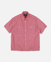 CHAMBRAY BIG POCKET HALF SHIRT _ RED