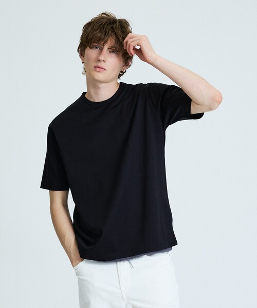 ABAHOUSE(アバハウス)の「【近藤紡績所】ARMONICOS クルーネックTシャツ / 半永久光沢(Tシャツ/カットソー・メンズ・ブラック/ホワイト/チャコールグレー・48/44/46/50)」の2枚目の写真