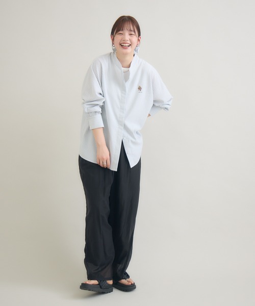 meeny miny(ミーニーマイニー)の「【おひさま牧場】 「しずくとグレイ」ストライプシャツ(シャツ/ブラウス・レディース・グレー・M-L/S-M)」の12枚目の写真