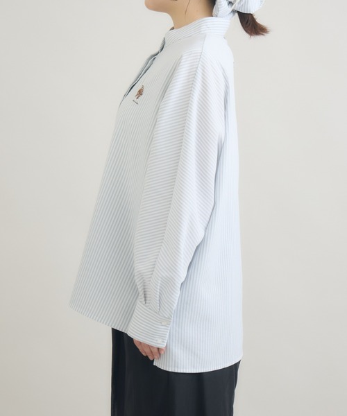 meeny miny(ミーニーマイニー)の「【おひさま牧場】 「しずくとグレイ」ストライプシャツ(シャツ/ブラウス・レディース・グレー・M-L/S-M)」の18枚目の写真