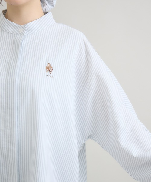 meeny miny(ミーニーマイニー)の「【おひさま牧場】 「しずくとグレイ」ストライプシャツ(シャツ/ブラウス・レディース・グレー・M-L/S-M)」の3枚目の写真