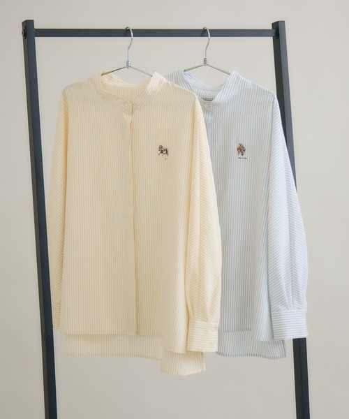 meeny miny(ミーニーマイニー)の「【おひさま牧場】 「しずくとグレイ」ストライプシャツ(シャツ/ブラウス・レディース・グレー・M-L/S-M)」の8枚目の写真
