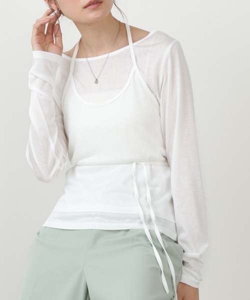 Bab（バブ）の「ホルターレイヤードカットソー（Tシャツ/カットソー・レディース・オフホワイト/杢グレー/サックスブルー・FREE）」の4枚目の写真