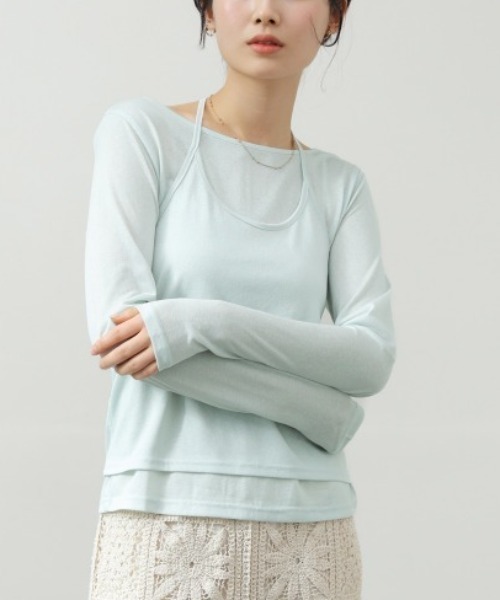 Bab（バブ）の「ホルターレイヤードカットソー（Tシャツ/カットソー・レディース・オフホワイト/杢グレー/サックスブルー・FREE）」の16枚目の写真