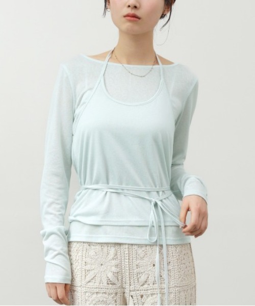Bab（バブ）の「ホルターレイヤードカットソー（Tシャツ/カットソー・レディース・オフホワイト/杢グレー/サックスブルー・FREE）」の8枚目の写真
