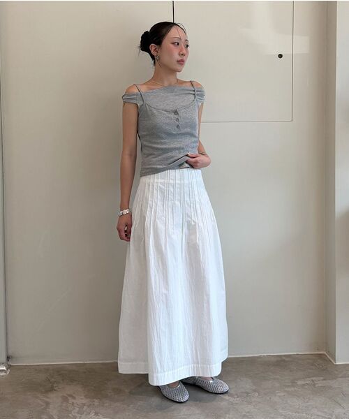 DIAGONAL(ダイアゴナル)の「STRING OFF SHOULDER TOP (melange grey)(Tシャツ/カットソー・レディース・その他・FREE)」の8枚目の写真