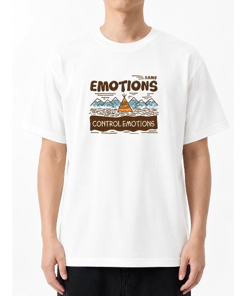 FreeZone(フリーゾーン)の「ヴィンテージライクキャンプグラフィックプリントTシャツ(Tシャツ/カットソー・メンズ・ベージュ/ホワイト/ブラック/ダークブルー/ダークグレー・F)」の1枚目の写真