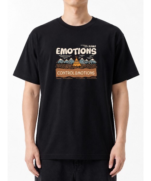 FreeZone(フリーゾーン)の「ヴィンテージライクキャンプグラフィックプリントTシャツ(Tシャツ/カットソー・メンズ・ベージュ/ホワイト/ブラック/ダークブルー/ダークグレー・F)」の2枚目の写真