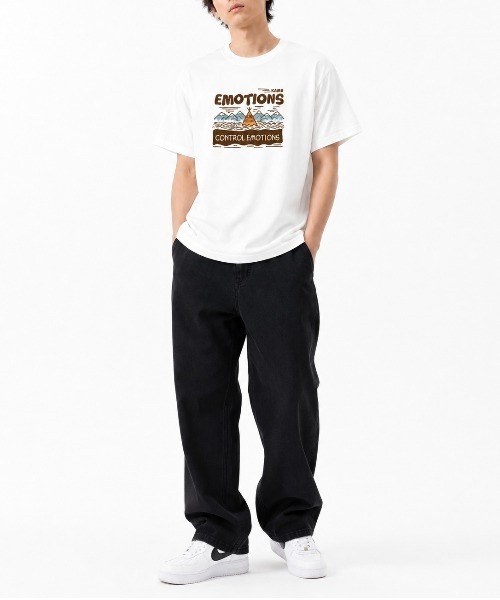 FreeZone(フリーゾーン)の「ヴィンテージライクキャンプグラフィックプリントTシャツ(Tシャツ/カットソー・メンズ・ベージュ/ホワイト/ブラック/ダークブルー/ダークグレー・F)」の8枚目の写真