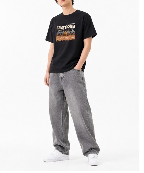 FreeZone(フリーゾーン)の「ヴィンテージライクキャンプグラフィックプリントTシャツ(Tシャツ/カットソー・メンズ・ベージュ/ホワイト/ブラック/ダークブルー/ダークグレー・F)」の9枚目の写真
