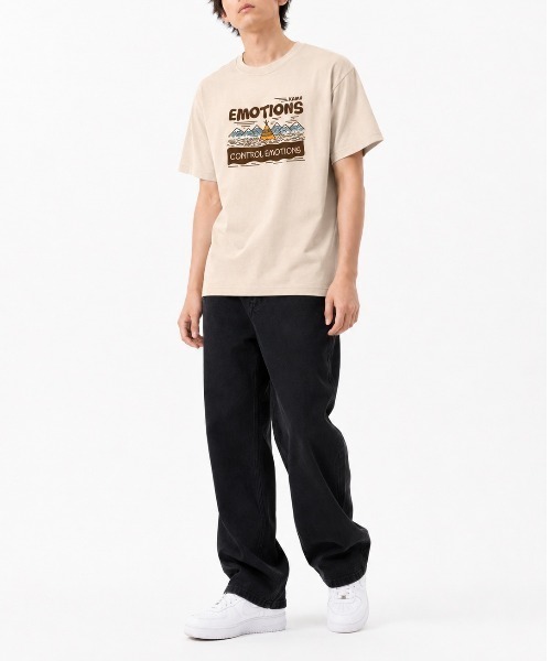 FreeZone(フリーゾーン)の「ヴィンテージライクキャンプグラフィックプリントTシャツ(Tシャツ/カットソー・メンズ・ベージュ/ホワイト/ブラック/ダークブルー/ダークグレー・F)」の11枚目の写真