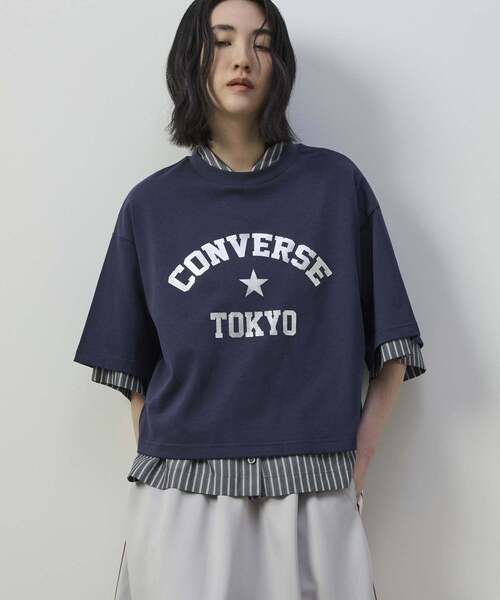 CONVERSE TOKYO(コンバーストウキョウ)の「FOIL PRINT LOGO TEE(Tシャツ/カットソー・レディース・グレー/ネイビー/ホワイト・FREE)」の5枚目の写真