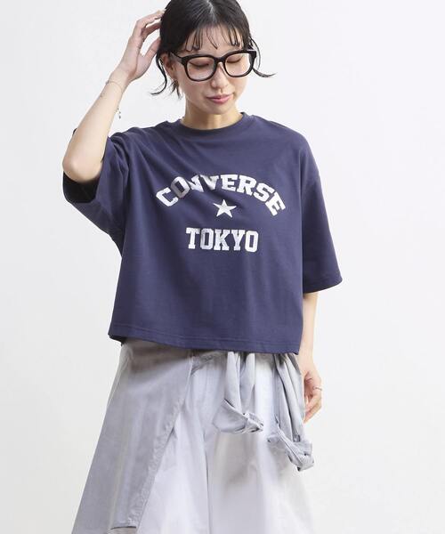 CONVERSE TOKYO(コンバーストウキョウ)の「FOIL PRINT LOGO TEE(Tシャツ/カットソー・レディース・グレー/ネイビー/ホワイト・FREE)」の9枚目の写真