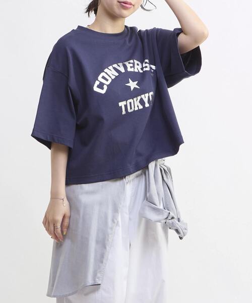 CONVERSE TOKYO(コンバーストウキョウ)の「FOIL PRINT LOGO TEE(Tシャツ/カットソー・レディース・グレー/ネイビー/ホワイト・FREE)」の10枚目の写真