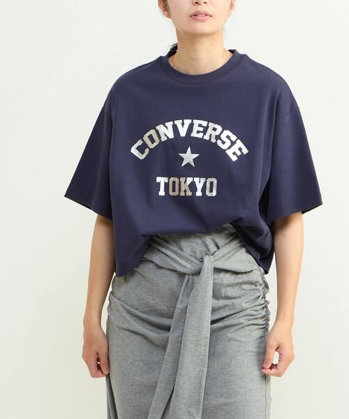 CONVERSE TOKYO(コンバーストウキョウ)の「FOIL PRINT LOGO TEE(Tシャツ/カットソー・レディース・グレー/ネイビー/ホワイト・FREE)」の12枚目の写真