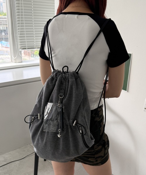 WEGO（ウィゴー）の「WEGO/【26年春夏新作】クリアポーチ付キナップサック（バックパック/リュック・レディース・その他3/ブラック系その他5/イエロー系その他6/グレー系その他5/その他2/その他1・FREE）」の10枚目の写真