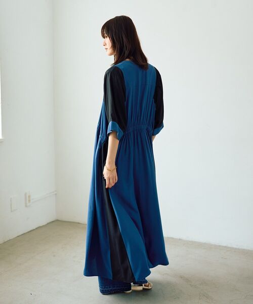 Editt by YECCA VECCA(エディットバイイェッカヴェッカ)の「配色デザインシャツワンピース(シャツワンピース・レディース・ブラウン/ブラック/ブルー・FREE)」の5枚目の写真