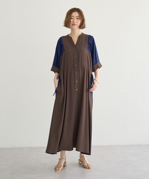 Editt by YECCA VECCA(エディットバイイェッカヴェッカ)の「配色デザインシャツワンピース(シャツワンピース・レディース・ブラウン/ブラック/ブルー・FREE)」の8枚目の写真