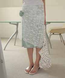 LACE LAYERED MIDI SKIRT_IVORY