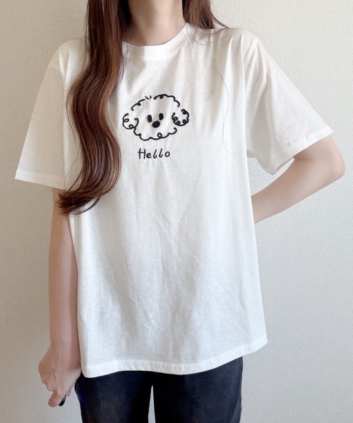 Nana(ナナ)の「ゆる犬刺繍Tシャツ(Tシャツ/カットソー・レディース・ベージュ/ホワイト・FREE)」の18枚目の写真