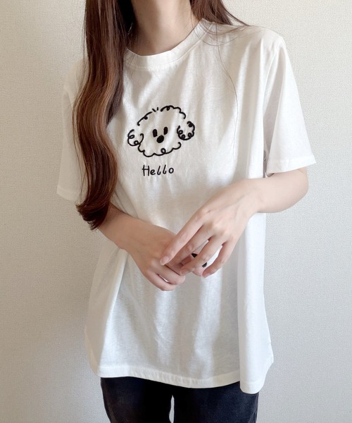 Nana(ナナ)の「ゆる犬刺繍Tシャツ(Tシャツ/カットソー・レディース・ベージュ/ホワイト・FREE)」の19枚目の写真