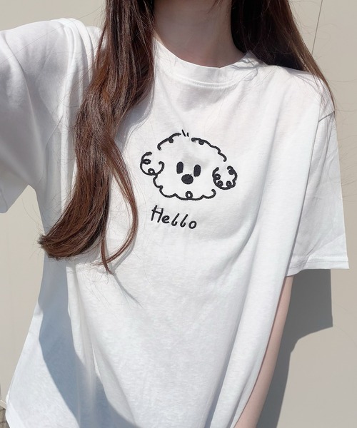 Nana(ナナ)の「ゆる犬刺繍Tシャツ(Tシャツ/カットソー・レディース・ベージュ/ホワイト・FREE)」の12枚目の写真