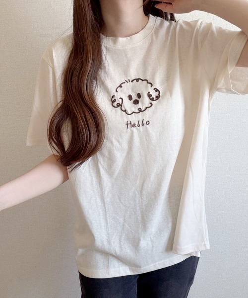 Nana(ナナ)の「ゆる犬刺繍Tシャツ(Tシャツ/カットソー・レディース・ベージュ/ホワイト・FREE)」の15枚目の写真
