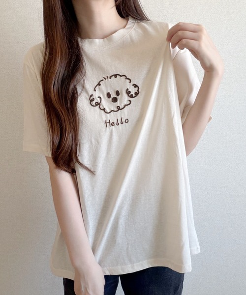 Nana(ナナ)の「ゆる犬刺繍Tシャツ(Tシャツ/カットソー・レディース・ベージュ/ホワイト・FREE)」の17枚目の写真