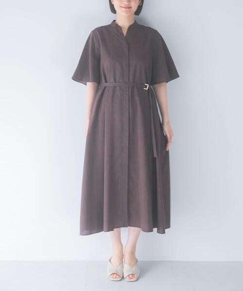URBAN RESEARCH ROSSO WOMEN(アーバンリサーチ ロッソ)の「ウォッシャブルフレアスリーブワンピース(ワンピース・レディース・ブラウン/ネイビー/グレー・FREE)」の8枚目の写真