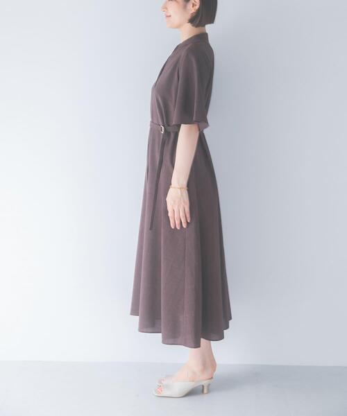 URBAN RESEARCH ROSSO WOMEN(アーバンリサーチ ロッソ)の「ウォッシャブルフレアスリーブワンピース(ワンピース・レディース・ブラウン/ネイビー/グレー・FREE)」の7枚目の写真