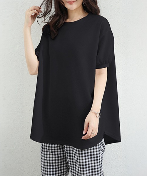 Miniministore(ミニミニストア)の「ワッフルTシャツ半袖レディースゆったり夏(Tシャツ/カットソー・レディース・グレー/サックスブルー/イエロー/グリーン/ベージュ/ブラック/ホワイト・FREE)」の22枚目の写真