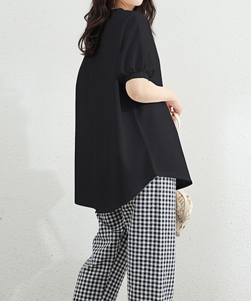 Miniministore(ミニミニストア)の「ワッフルTシャツ半袖レディースゆったり夏(Tシャツ/カットソー・レディース・グレー/サックスブルー/イエロー/グリーン/ベージュ/ブラック/ホワイト・FREE)」の20枚目の写真