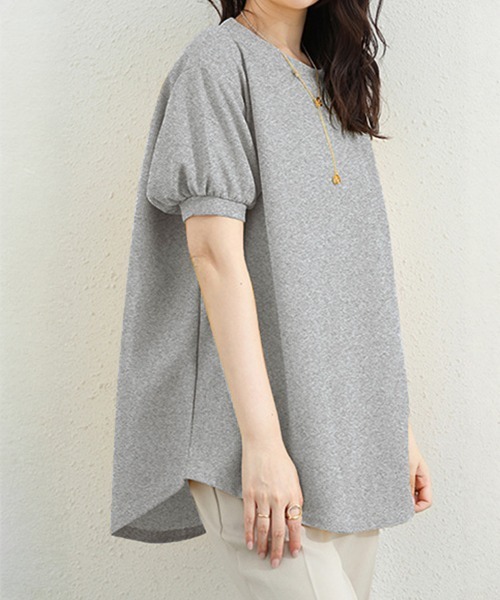 Miniministore(ミニミニストア)の「ワッフルTシャツ半袖レディースゆったり夏(Tシャツ/カットソー・レディース・グレー/サックスブルー/イエロー/グリーン/ベージュ/ブラック/ホワイト・FREE)」の14枚目の写真