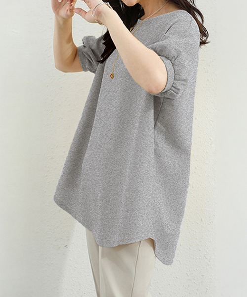 Miniministore(ミニミニストア)の「ワッフルTシャツ半袖レディースゆったり夏(Tシャツ/カットソー・レディース・グレー/サックスブルー/イエロー/グリーン/ベージュ/ブラック/ホワイト・FREE)」の13枚目の写真