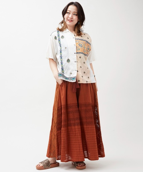 チャイハネ（チャイハネ）の「【チャイハネ】レヘンナ刺繍シャツ（シャツ/ブラウス・レディース・ターコイズブルー/ブラウン/ホワイト・FREE）」の7枚目の写真