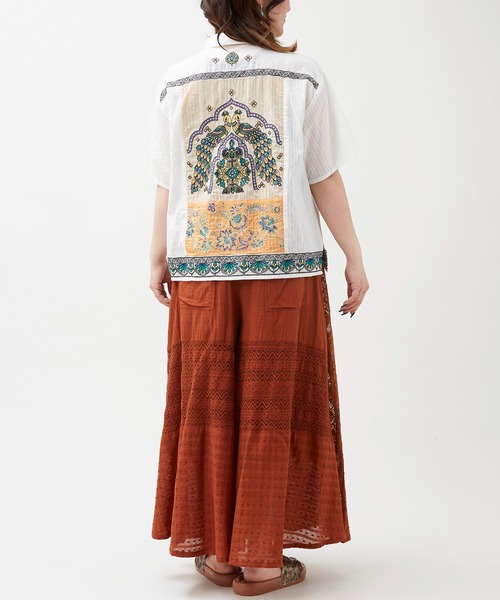 チャイハネ（チャイハネ）の「【チャイハネ】レヘンナ刺繍シャツ（シャツ/ブラウス・レディース・ターコイズブルー/ブラウン/ホワイト・FREE）」の10枚目の写真