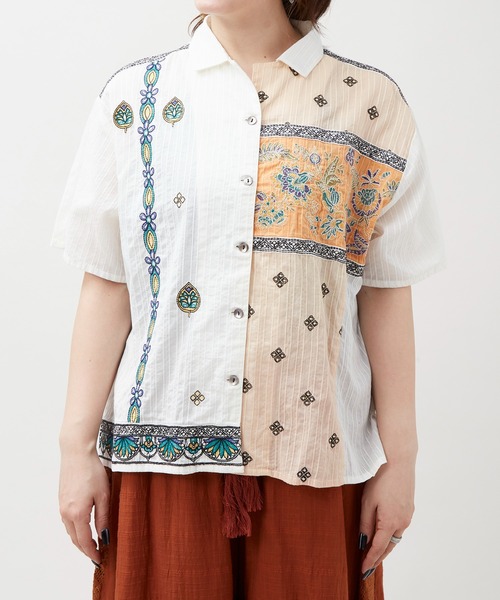 チャイハネ（チャイハネ）の「【チャイハネ】レヘンナ刺繍シャツ（シャツ/ブラウス・レディース・ターコイズブルー/ブラウン/ホワイト・FREE）」の13枚目の写真