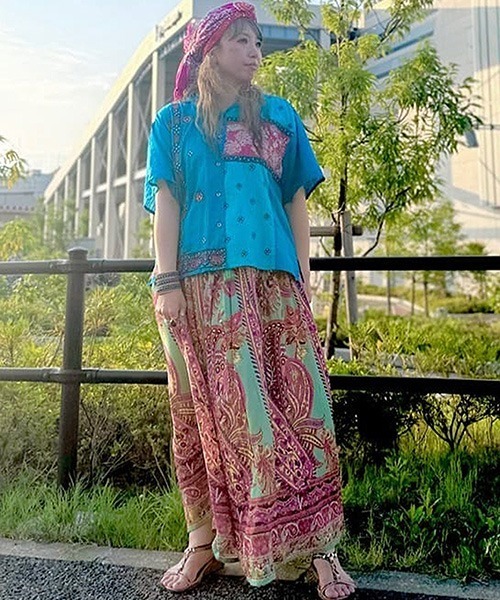 チャイハネ（チャイハネ）の「【チャイハネ】レヘンナ刺繍シャツ（シャツ/ブラウス・レディース・ターコイズブルー/ブラウン/ホワイト・FREE）」の17枚目の写真