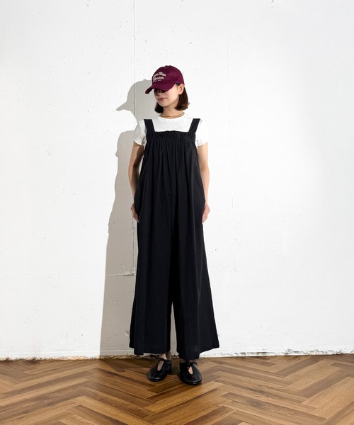 MAISON SELECT(メゾンセレクト)の「6C91 バックリボン ギャザーサロペット(つなぎ/オールインワン・レディース・ベージュ/ブラック・FREE)」の8枚目の写真