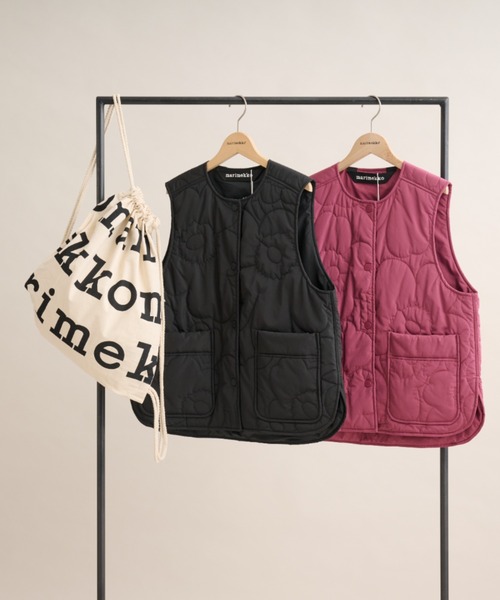 marimekko(マリメッコ)の「【バナー掲載特典付】Kaiverrus Piirto Unikko / light padded vest(その他アウター・レディース・ブラック・SMALL/X-SMALL/LARGE/MEDIUM/XX-SMALL)」の2枚目の写真