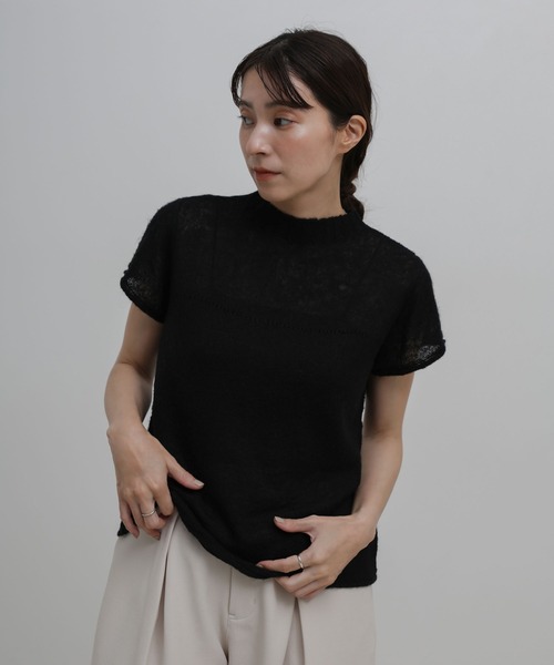 select MOCA(セレクトモカ)の「プチハイリブネックエアリーニットトップス(ニット/セーター・レディース・ブラック/ホワイト/グレー/ブルー・FREE)」の3枚目の写真