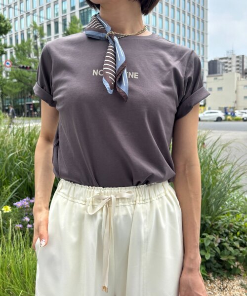 Jena espace merveilleux（ジェナ　エスパスメルヴェイユ）の「フロッキーロゴTシャツ（Tシャツ/カットソー・レディース・オフホワイト/チャコールグレー/ベージュ・FREE）」の21枚目の写真