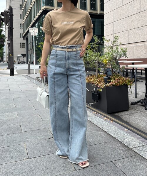 Jena espace merveilleux（ジェナ　エスパスメルヴェイユ）の「フロッキーロゴTシャツ（Tシャツ/カットソー・レディース・オフホワイト/チャコールグレー/ベージュ・FREE）」の13枚目の写真